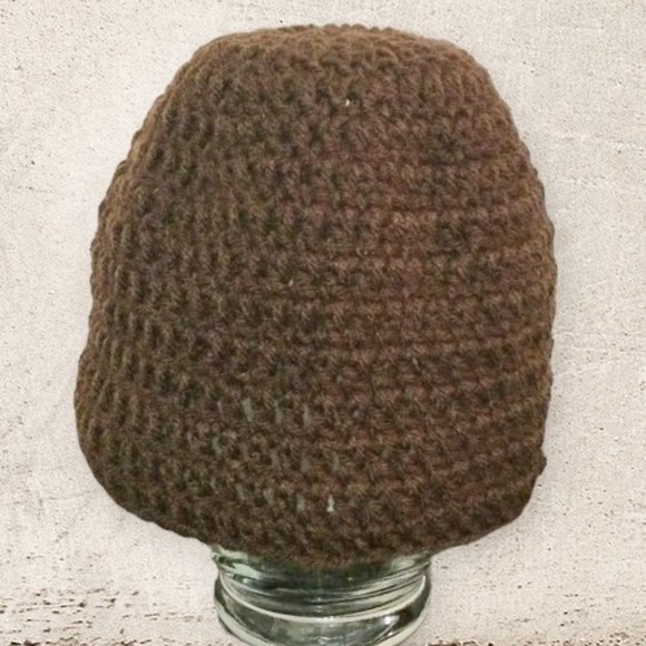 Brand New Handmade Crochet Simple Fitted Brown Beanie for Adults - Picture 2 of 6